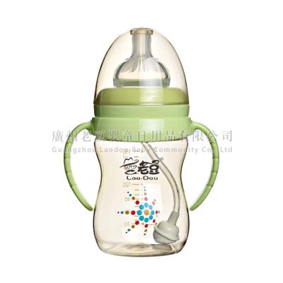 China 6oz Wide-Neck Feeding Bottle PPSU With Automatic Straw And Handle for sale