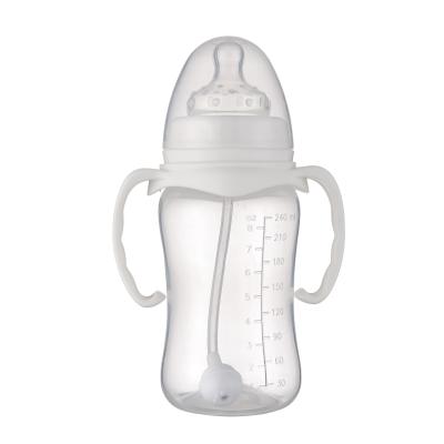 China Babay Care Newest 8oz PP Baby Milk Bottle , Wide Neck Baby Feeding Bottle With Handle for sale