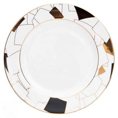 China New Stocked Designed With Gold Rim Ceramic Dinnerware Dish for sale