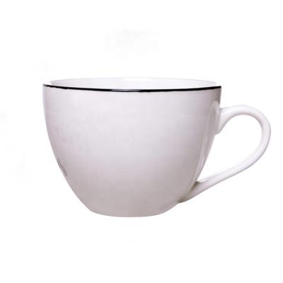 China Eco Friendly Sustainable Coffee Cup And Saucer With Black Line for sale