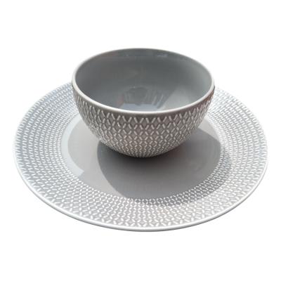 China Wholesale high quality viable emboss ceramic soup bowl and dish for home for sale