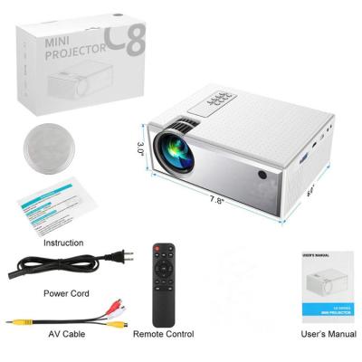 China Low noise 1800 lumens LED 720P/1080P home theater projector LCD mobile phone multimedia projector C8 for sale