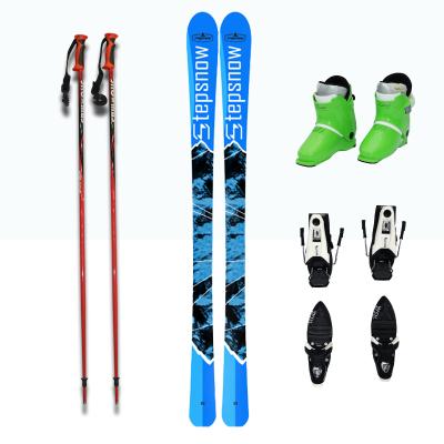 China Wholesale Wood Ski Set Boots Bindings Ski Poles Double-panel Snowboard 4X Durable Custom Poplar Skis for sale