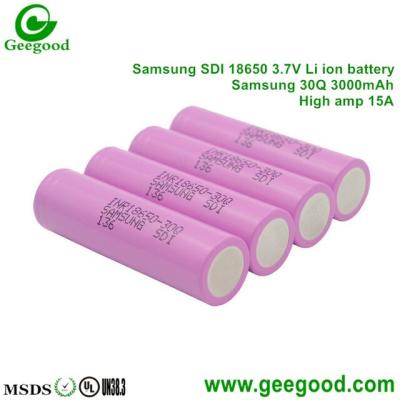 China 2016 Hot sale battery Samsung 18650 30Q 3000mAh 15A 3.7V 18650 battery for vape / power tools E-BIKE E-CAR for sale