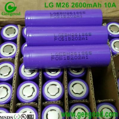 China 2016 2017 hot sale new 18650 Geniune  M26 2600mah 10A 18650 power battery for scooter / E bike  scooter for sale