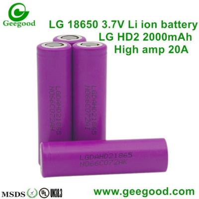 China Geniune  HD2 HD2C 2000mAh 25A high capacity 18650 3.7V li-ion battery for e-cig/Vape for sale