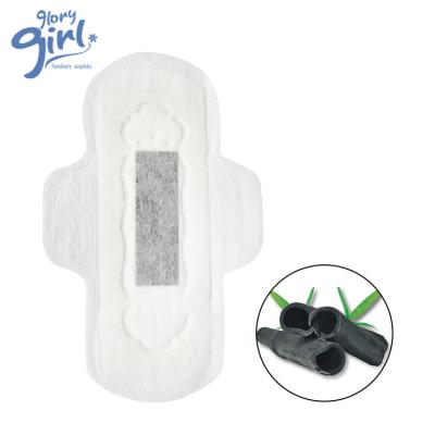 China Super Absorbent Wholesale Private Label Bamboo Sanitary Pads Charcoal Day Use Sanitary Napkins With Wings for sale