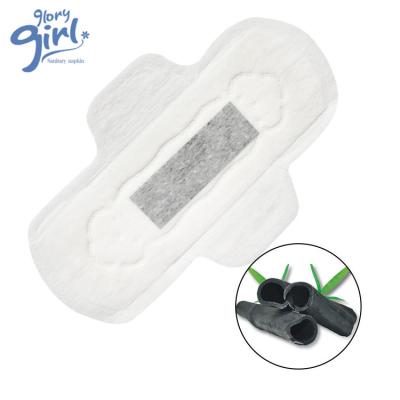 China Chip Organic Feminine Hygiene Bamboo Charcoal Best Quality Super Absorbent Cotton Bamboo Sanitary Napkins Wing Lady Pad for sale