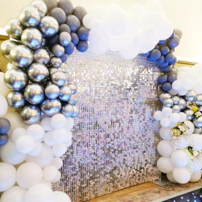 China Wedding Party Event Decoration Background Shimmer Silver Sequin Luxury Acrylic Wall Panel for sale