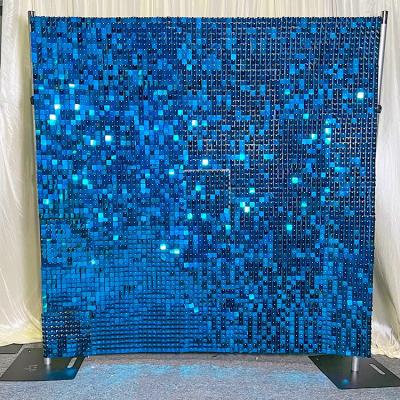 China Modern Customized Hot Sale Event Decoration Supplies Shimmer Wall Navy Sequin Wedding Backdrop Panels for sale