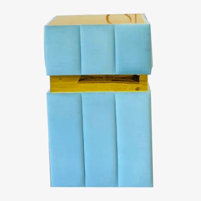 China Morden Event Wedding Supplies Decoration Velvet Blue Square Pedestal Cylinder Display for sale