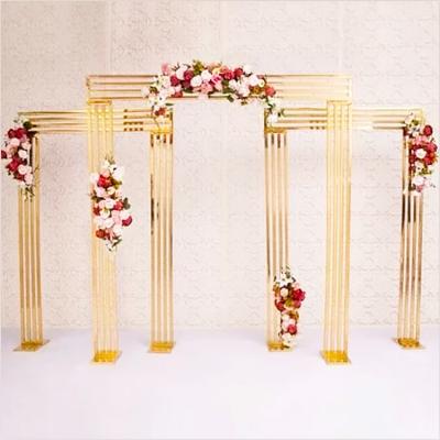 China Wedding Decorations Wedding Decorations Fashionable Wedding Supplies Rectangular Decoration Square Metal Gold Stand Backdrop for sale