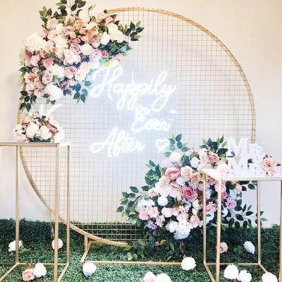 China Round Arch Wedding Party Decorations Tile Metal Grid Fashionable Mesh Wall Backdrop for sale