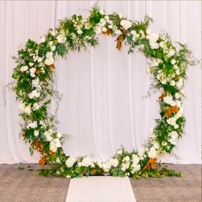 China Fashionable Wedding Decorations Circle Adjustable White Flower Arch Metal Round Backdrop for sale