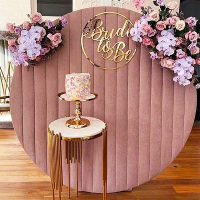 China Pink Morden Fabric Circle Backdrop Fabric Cover Round Wedding 8Ft Velvet Decoration for sale