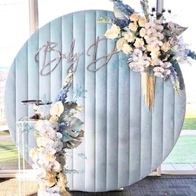 China Removable Morden Wedding Decoration Round Blue Velvet Circle Backdrop Cover for sale