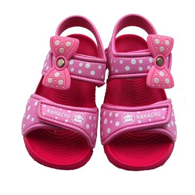 China New Design Printed Durable Girls Shoes Outdoor Slippers Sandals Non Slip Soft Bottom Kids Sandals Garden Sport Shoes With Pink Bow for sale