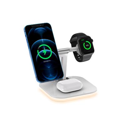 China Smart Watch 2021 New Arrivals 3 in 1 Foldable Fast Wireless Charger Pad Dock for Mobile Phone for Apple Watch for Airpods Prle Phone for sale