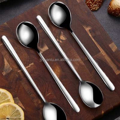 China Factory direct sale 316L 304 stainless steel metal viable Korean dessert drinks soup round a spoon cutlery school household tableware for sale