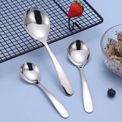 China Factory direct sale round minimalist 304 food grade stainless steel spoons kids soup spoon household hotel 18/10tableware wholesale for sale