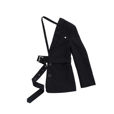 China Special Designer Blazer Irregular Long Waistband Women Blazer Jackets Anti-Shrink Black Half Sheath Personality 2022 Spring Women Blazer for sale