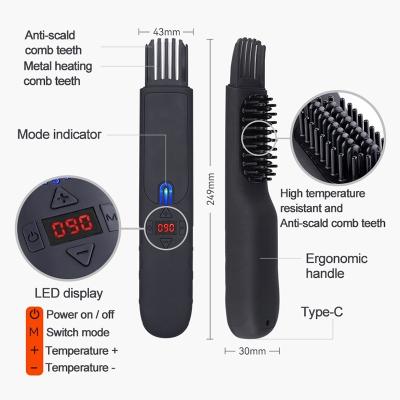 China 2021 Hot Sale Home Professional Beard Straightener Sweep Man Hair Straightener Electric Folding Brush for sale