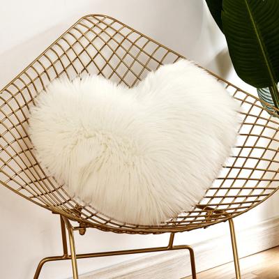 China Fluffy Soft Fluffy Pillowslip Bed Sofa Car Decor Washable Love Fur Heart Shaped Cushion Wool Faux Plush Tile Pillowcase Bed for sale