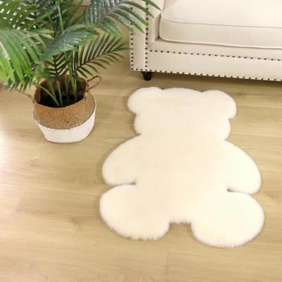 China Modern European and American Style Cartoon Bear Carpet Fluffy Furry Rabbit Fur Rug Children Kids Room Plush Artificial Wool Mat Chair Cushion for sale