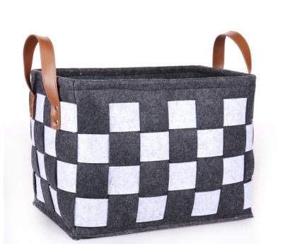 China 2021 New Design Viable Small Medium Size Foldable Felt Organizer Woven Storage Box Felt Basket for sale