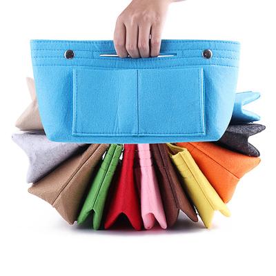 China Polyester Felt Detachable Zipper Pouch Cosmetic Bag With Wallet Insert Bag For Handbag Organizer Storage Bag for sale