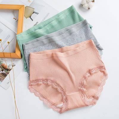 China YCH antibacterial wholesale fashion panties high-waist lace light and comfortable women's cotton girly striped panties for sale