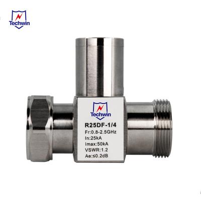 China 90V 230V 380V Industrial Control 2.5Ghz BNC Male To Female BNC Bulkhead Surge Arrester R25DF -1/4 for sale