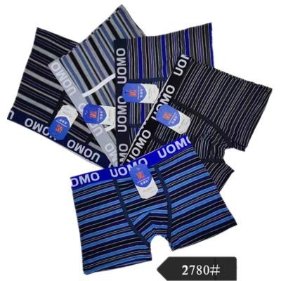 China Fly Contrast Color Antibacterial Open Yarn Dyed Stripe Mens Long Leg Boxer Shorts Underwear for sale