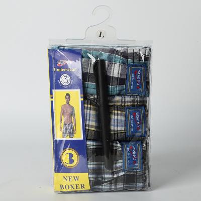 China Brand Antibacterial High Quality Mens Boxer Shorts 100% Cotton Classic Woven Plaid Combed Oversized Breathable Loose Male Underpant for sale