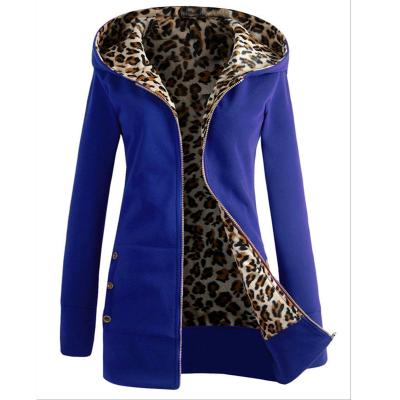 China Autumn Winter Women's Oversized Hooded Thick Leopard Print Anti-wrinkle Sweater Plus Velvet Sweater Plus Size Women's Jacket With Hood for sale