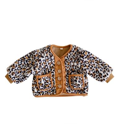 China Wholesale New Children's Sportswear Anti-wrinkle Children's Sweater Anti-wrinkle Wool Leopard Print Children's Fur Coat Plus Velvet Jackets For Kids for sale