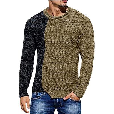 China new Anti-wrinkle Anti-wrinkle fashion casual patchwork design knitted sweaters high quality men's O-neck sweaters for sale