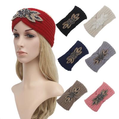 China Autumn And Winter New Bohemian European And American Style Hexagonal Woolen Drill Style Knitting Lady Hair Band for sale