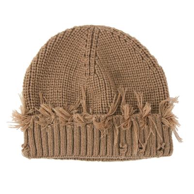 China Autumn And Winter Pure Color COMMON Common Hole American And European Broken Wool Knitted Hat for sale