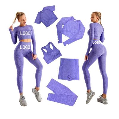 China Activewear 5 Piece 5pcs Athleisure Breathable Workout Clothing Set Sport Seamless Gym 3 Fitness Sets Clothing Yoga Wear for sale