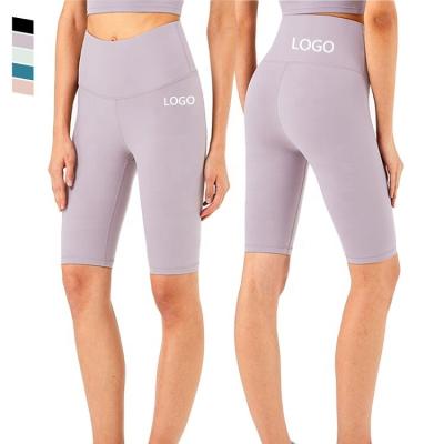 China Breathable Custom Ladies Workout Wear Pink Yoga Shorts Womens High Waist Gym Sports Shorts for sale