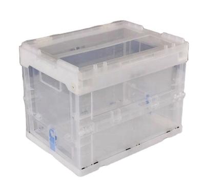 China Sustainable Thickened Transparent Folding Storage Box With Lid for sale