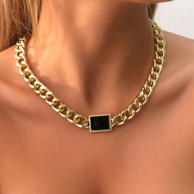 China New Trendy Fashion Design Gold Chunky Cuban Link Chain Choker Necklace Hip Hop Charm Necklace For Women for sale