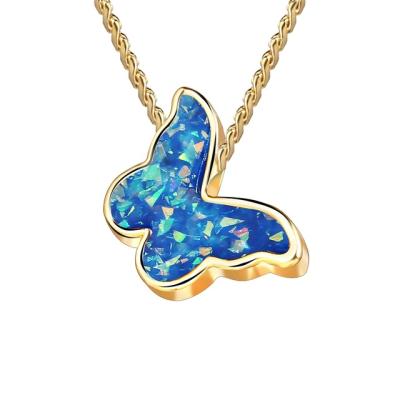 China Finetoo CLASSIC Fashionable Multiple Colors Colorful Butterfly Necklace Thin Chain Pendant Necklace For Women Jewelry for sale