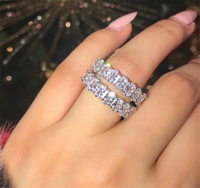 China New Trendy Fashion Baguette Diamond Rhinestone Wedding Crystal Ring For Women for sale