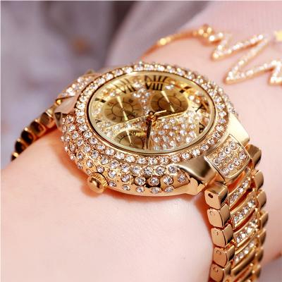 China New Golden Water Resistant Women's Fashionable Luxury Sport Wristwatch Shiny Lady Diamond Jewelry Watches Design For Girls for sale