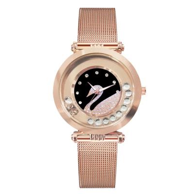 China Waterproof Hot Selling Ladies Watch Swan Ball Rhinestone Magnet Women Watch Quartz Watch for sale