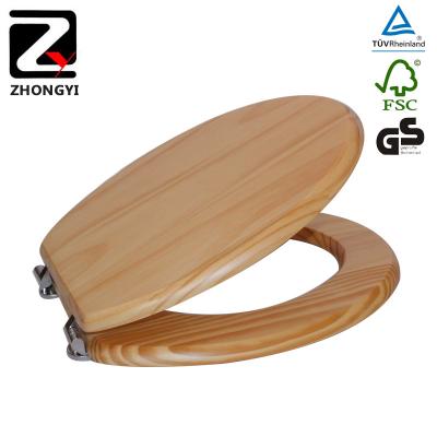 China Slow-end Toilet Seats Quick Release Stainless Steel Hinges Wooden MDF Toilet Seat for sale