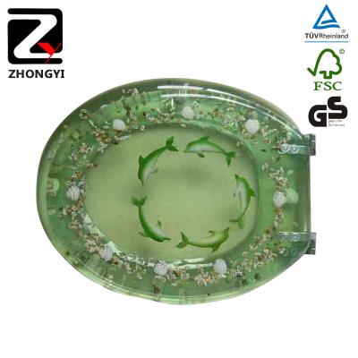 China Slow-end European Standard Transparent Toilet Seats Polyresin Toilet Seat for sale