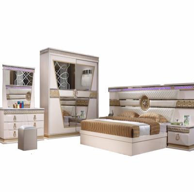 China Modern Design Modern Bedroom Furniture Set King Size Bed Set With Sliding Wardrobe And Make Up Table 5 Piece Set For Home for sale